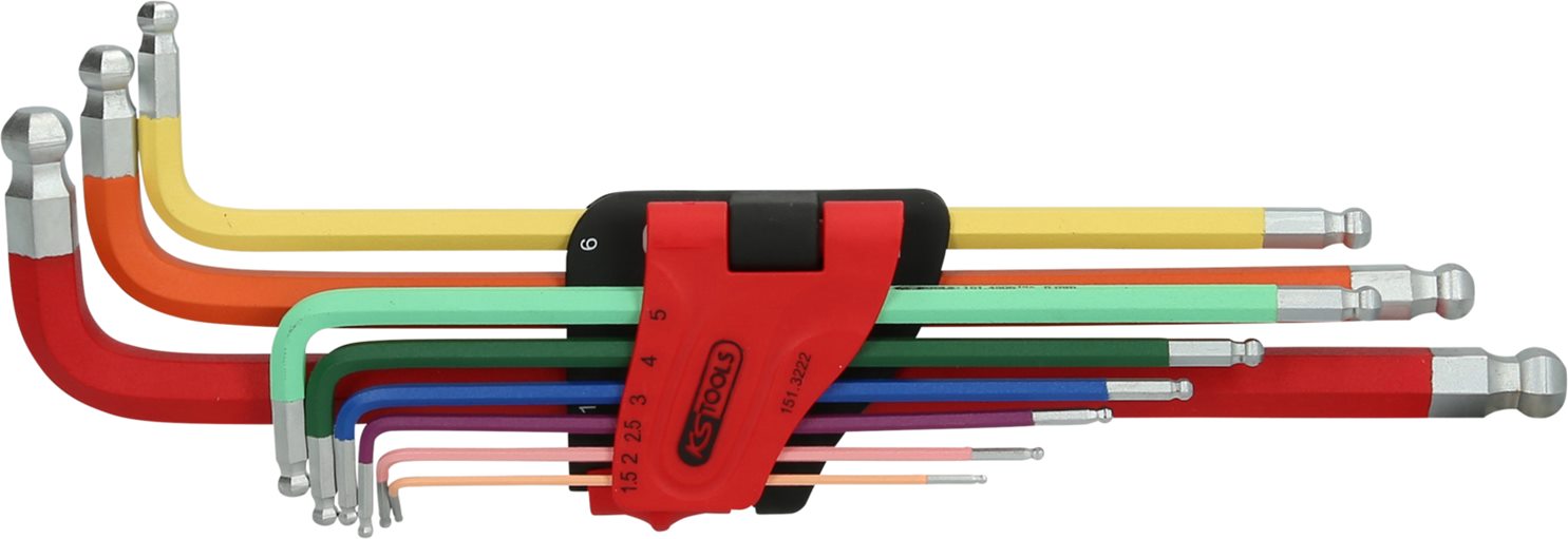 KS Tools 151.3222 Doppel-Kugelkopf-Innensechskant-Winkelstiftschlüssel-Satz, ext