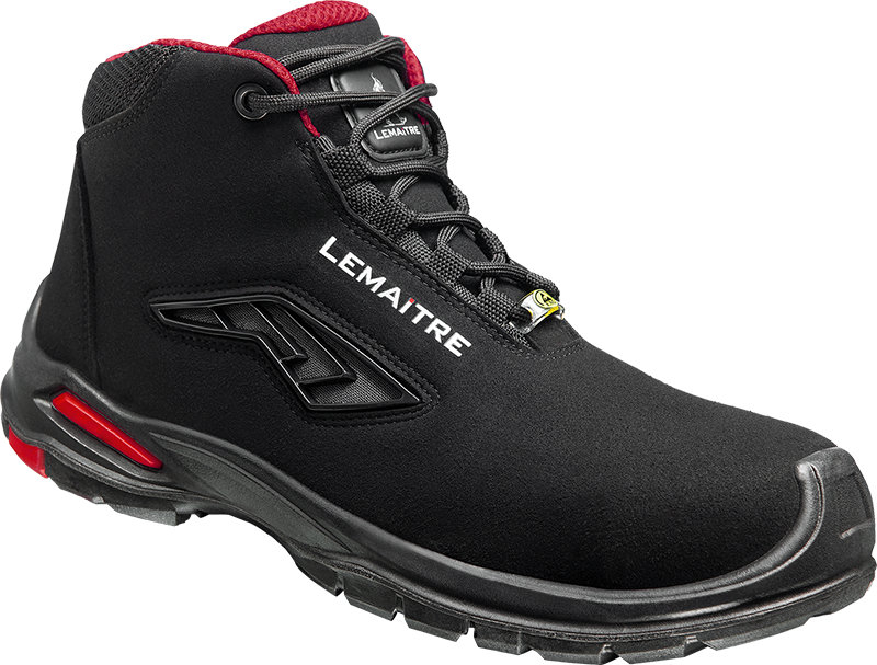 LeMaitre 806244 Riley high S3 ESD  Sicherheitsstiefel aus weicher, wasserabweisender Mikrofaser mit Mesh-Innenfutter, Aluminium-Zehenkappe und metallfreier Zwischensohle.