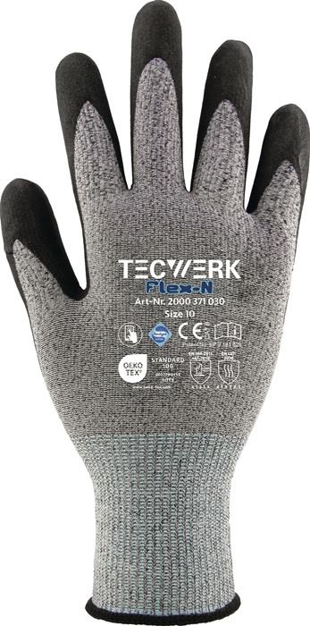 TECWERK 2000371031 Handschuhe FlexN Gr.11 grau/schwarz EN 388 PSA II TECWERK 200