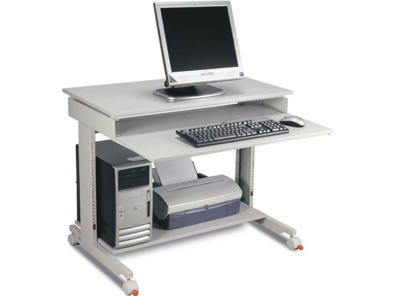6810-9 PC-Arbeitstisch H720-1100xB900xT500mm lichtgrau, RAL 7035 fahrbar