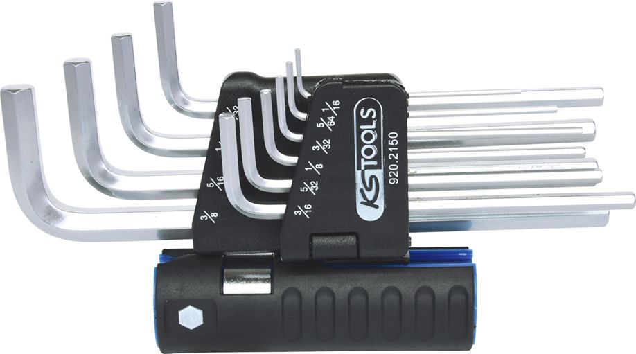 KS Tools 920.2150 3 in 1 Innen6kant-Winkelstiftschlüssel-Satz,10-tlg. lang, Zoll