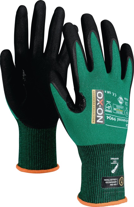 OX-ON 92339 Schnittschutzhandschuhe Cut Advanced 9904 Größe 9 schwarz/grün EN 38
