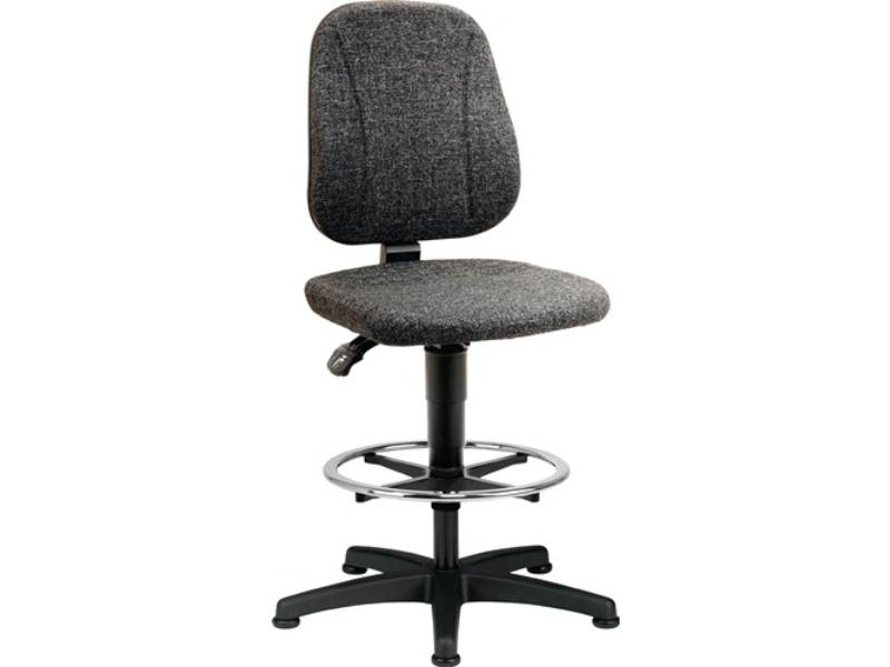 BIMOS 9651-CI11 Arbeitsdrehstuhl Unitec Bodengleiter + Fußring Stoffpolster grau
