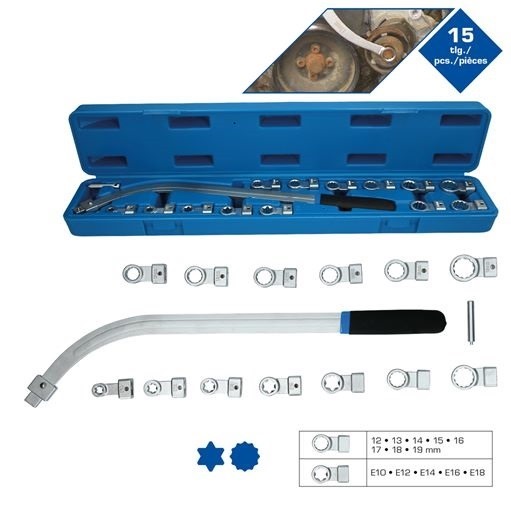 Brilliant Tools  BT571060 Keilriemen und Spannrollen-Schlüssel-Satz, 15-tlg.