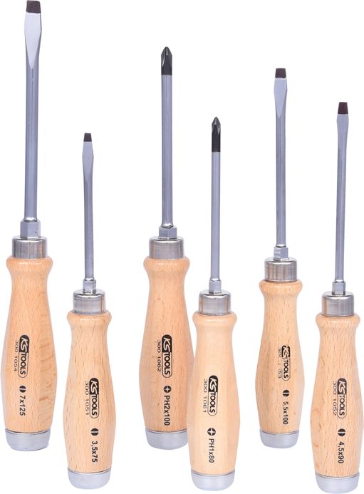 KS Tools 300.1050 ERGOTORQUE WOODmax Schlag-Schraubendreher-Satz, 6-tlg.