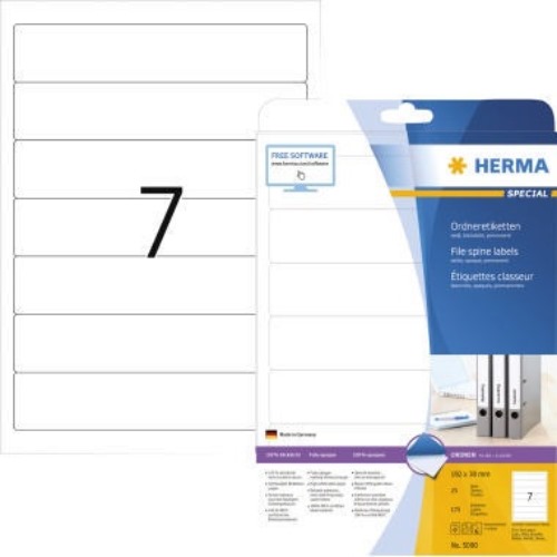 HERMA Ordneretikett 5090 kurz/schmal sk weiß 175 St./Pack.