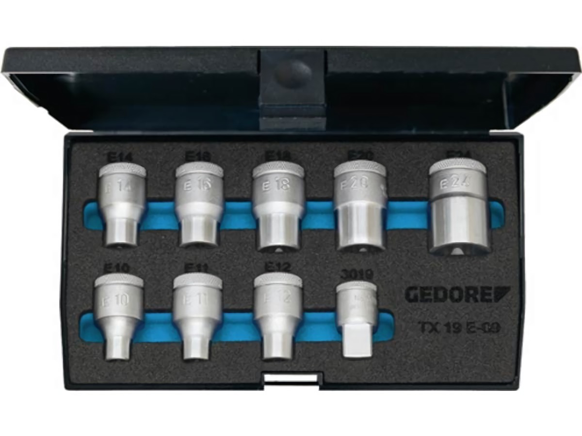 GEDORE 6265970 Steckschlüssel-Satz TX 19 E-09 9-teilig 1/2 '' E10 - E24