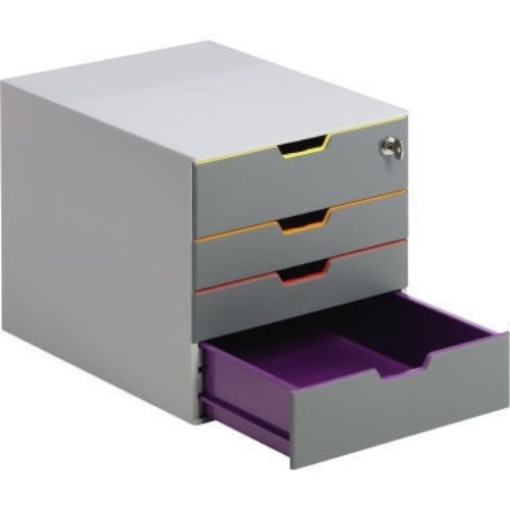 DURABLE Schubladenbox VARICOLOR Safe 760627 Schloss 4Fächer gr/fb