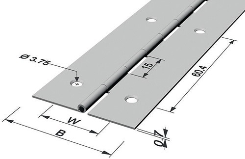 PG 19469 Stangenscharnier Scharnierbreite offen 32 mm Materialstärke 0,7 mm 1200 mm Eisen schwarz Ringe = 35,0 mStangen = SB-VerpackungBasismengeneinheit = Stück