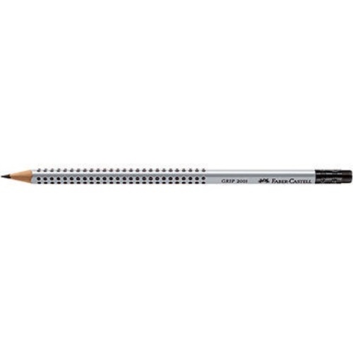 Faber-Castell Bleistift GRIP 2001 117200 mit Radierer HB silbergrau