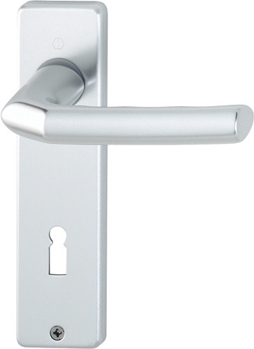 HOPPE 2566323 Kurzschildgarnitur Birmingham 1117/202KP Aluminium F1 OB eckig Drü