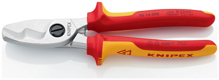 KNIPEX 95 16 200 Kabelschere  Länge 200 mm Kopf verchromt VDE Mehrkomponenten-Hü