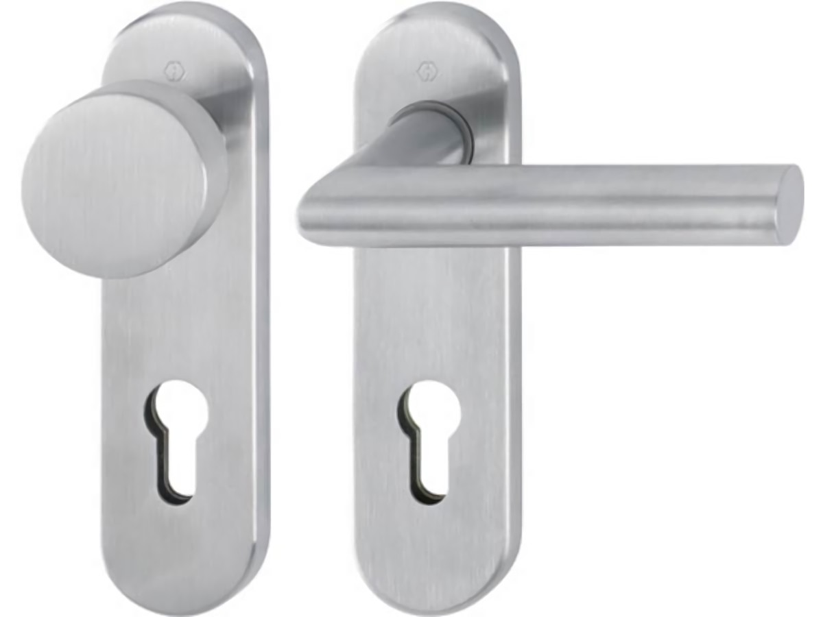 HOPPE 3306187 Kurzschildgarnitur Amsterdam E58/353K/1400Z Edelstahl F69 PZ abger