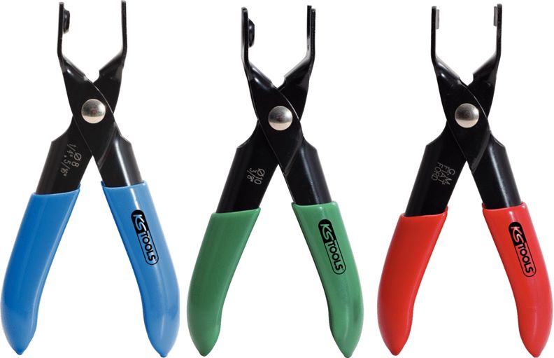KS Tools 115.1090 Kraftstoffleitungs-Zangen-Satz für Steckkupplungen, 3-tlg.