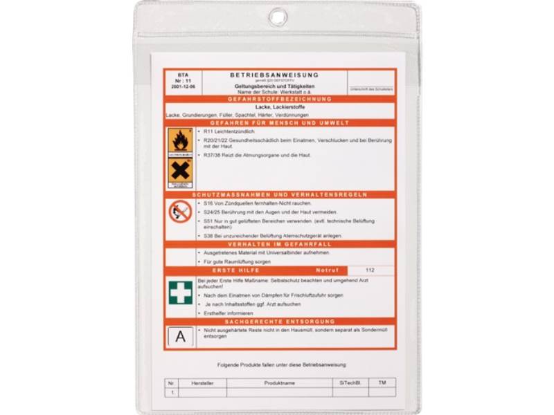 DURABLE 230719 Aushangtasche DIN A4 transparent PP-Folie, dokumentenecht mit Öse