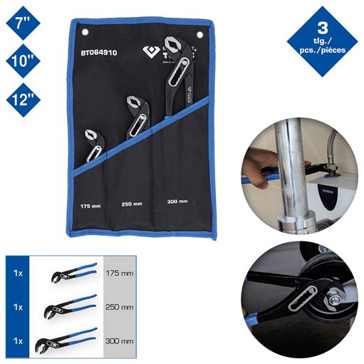 Brilliant Tools  BT064910 Wasserpumpenzangen-Satz, 3-tlg, 7'',10'', 12''