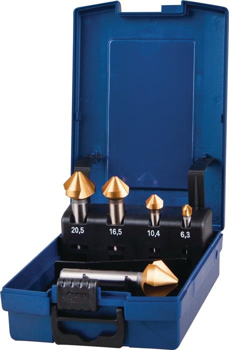 TECWERK  Kegelsenker-Satz DIN 335 C 90 ° 6,3-25 mm HSS TiN 5-teilig Kunststoffka