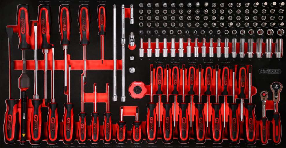 KS-Tools 813.0146 1/4'' Steckschlüssel- / und Schraubendreher-Satz in Schaumstoffeinlage, 146-tlg