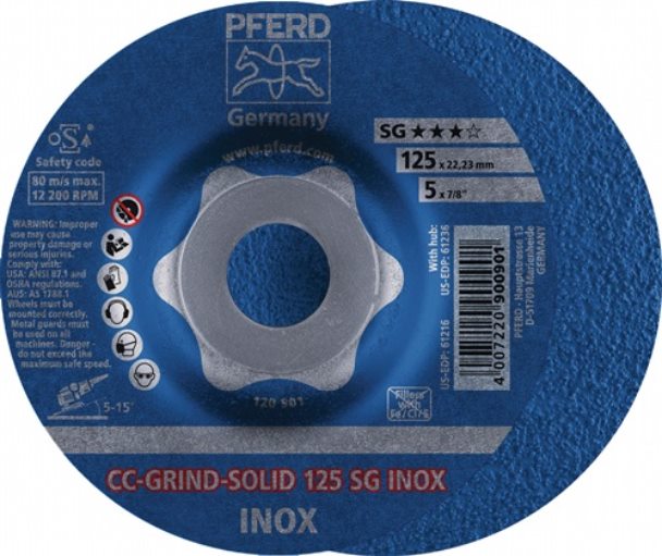 PFERD TOOLS 64186125 Schleifscheibe CC-GRIND-SOLID SG INOX D125xSmm gekröpft INO