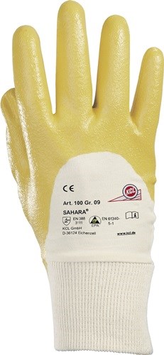 HONEYWELL 010007141E Handschuhe Sahara 100 Größe 7 gelb BW-Trikot m.Nitril EN 38