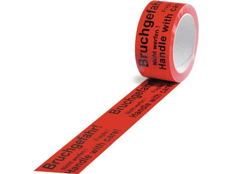 TRANSPAK 5570013 Warnklebeband PP  Bruchgefahr Länge 66 m, Breite 50 mm rot