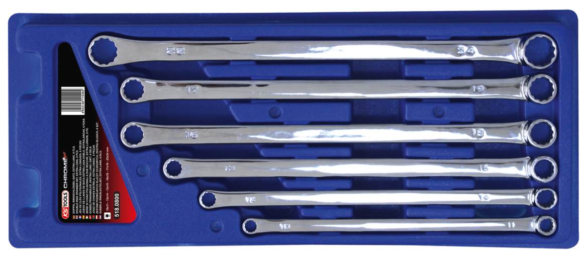 KS Tools 518.0800 CHROMEplus Doppel-Ringschlüssel-Satz, XL, 6-tlg.