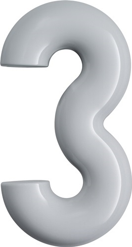 HEWI 702.165.3 90 Hausnummer Ziffer 3 Spezial-Polyamid 90 tiefschwarz 165 mm D.