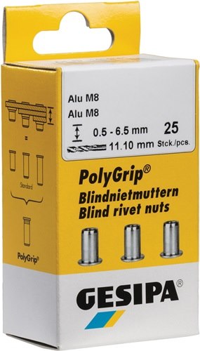 GESIPA 1464837 Blindnietmutter PolyGrip® Nietschaft d x l 11 x 20 mm M8 Edelstah