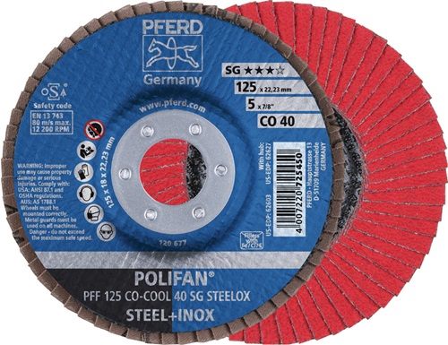 PFERD TOOLS 67660425 Fächerscheibe POLIFAN CO-COOL SG STEELOX Ø 125 mm Körnung 4