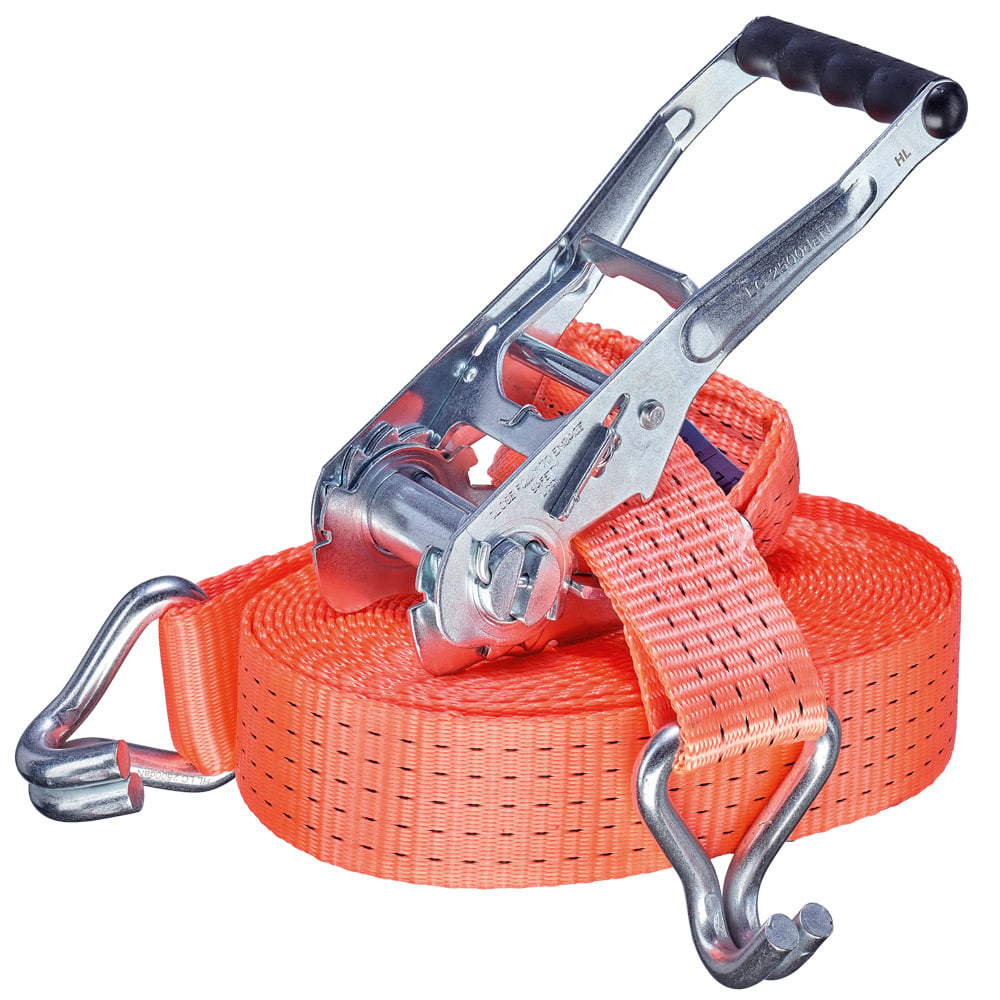 Gr .12 Meter RATSCHEN-ZURRGURT, 2-TEILIG MIT SPITZHAKEN orange CARGO LASHING BEL