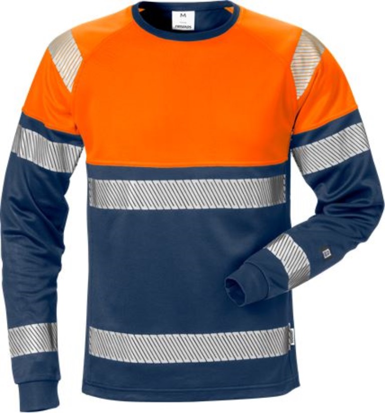 Fristads 129513-271-S High Vis T-Shirt Langarm Kl. 1 7519 THV - Rippstrickkragen