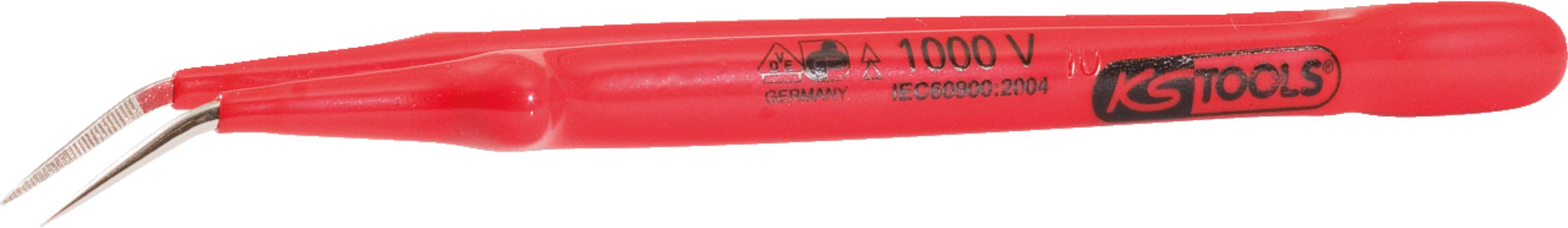 KS Tools 117.1624 Pinzette mit Schutzisolierung, gebogen, 15,5mm