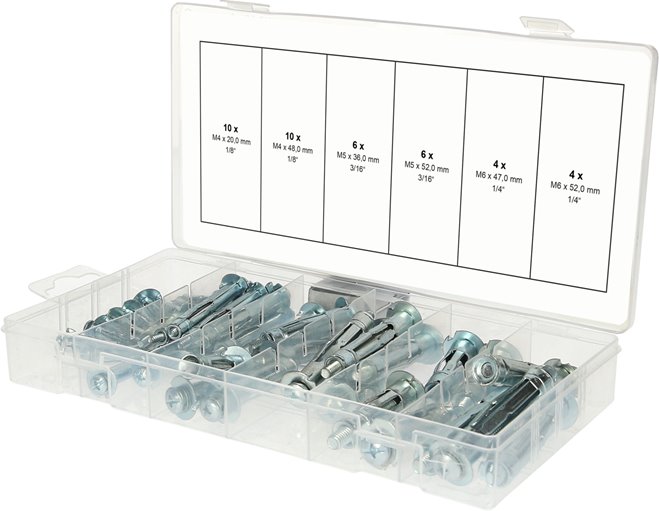 KS Tools 970.0820 Sortiment Spreiz- und Ankerdübel, M4x20mm - M6x52mm, 40-tlg.