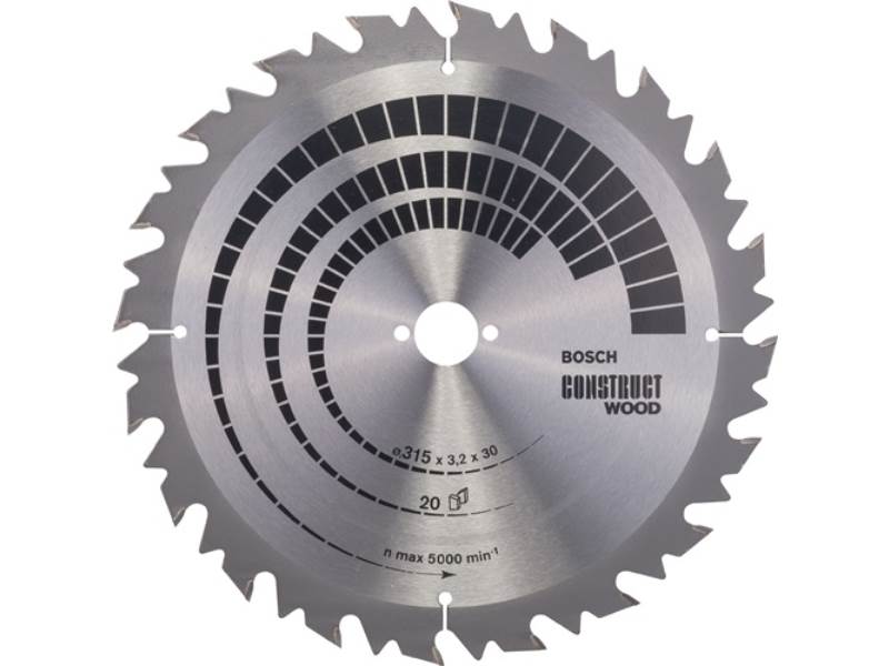 BOSCH 2608640701 Kreissägeblatt Construct Wood Außen-Ø 315 mm Zähnezahl 20 WZ Bo