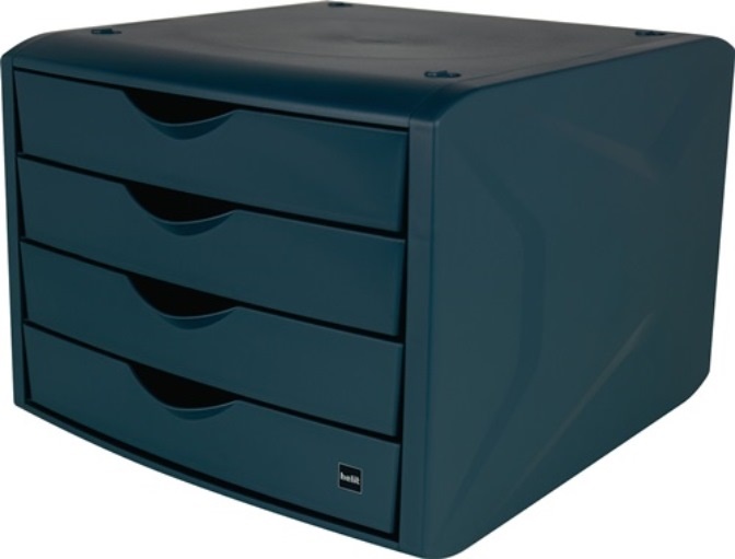 HELIT H6429534 Schubladenbox  mit Auszugssperre 4 Schubladen blau H215xB265xT332