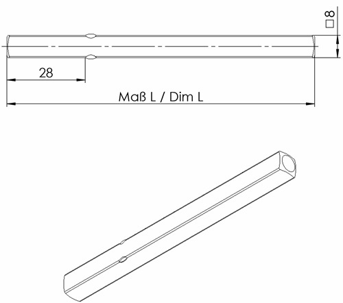OGRO 90050052925 Drückerstift OGRO 114 PB Vierkant 8 x 97 mm Stahl