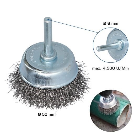 Brilliant Tools  BT103105 Topfbürste, Ø 50 mm mit 6 mm Aufnahme