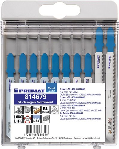 PROMAT  Stichsägeblattsortiment  10-teilig  für Metall