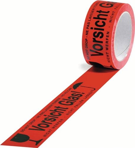 TRANSPAK 5570011 Warnklebeband PP  PP, Vorsicht Glas Länge 66 m, Breite 50 mm ro