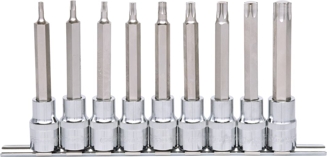 KS Tools 918.1317 1/2'' CHROMEplus Bit-Stecknuss-Satz Torx, lang, 9-tlg. T20-T60