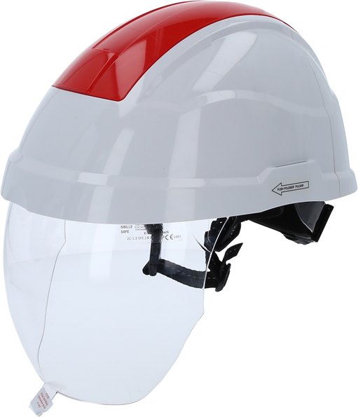 KS-Tools 117.0137 Arbeits-Schutzhelm mit Gesichtsschutz, rot