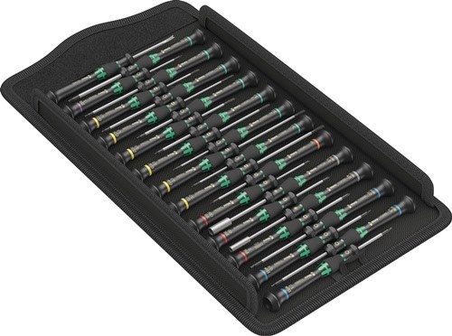 Feinmechanikerschraubendrehersatz Kraftform Micro Big Pk.1 25-tlg. mit Mehrkomponenten-Kraftform-Micro-Griff · mit Abrollschutz · Kappe drehbar · Rundklingen mit Black Point Spitze · Take it easy Tool Finder System · Inhalt: je 1 Schraubendreher für Schli