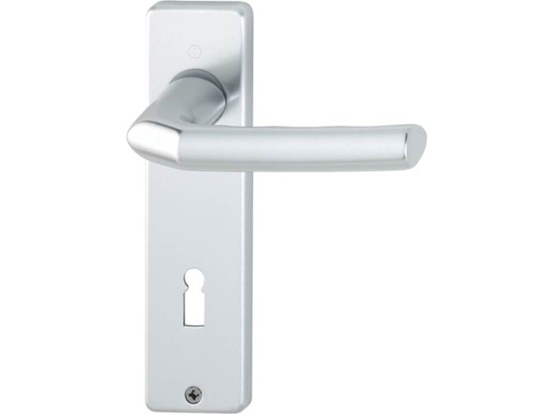 HOPPE 2566323 Kurzschildgarnitur Birmingham 1117/202KP Aluminium F1 OB eckig Drü