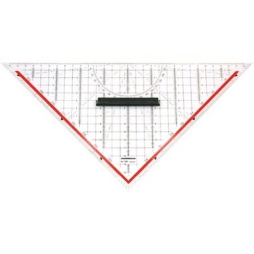 RUMOLD 1158 RUMOLD Geometriedreieck 32,5cm mit farbig hinterlegten Winkelgraden  Der Griff ist abnehmbar und beidseitig einsetzbar.