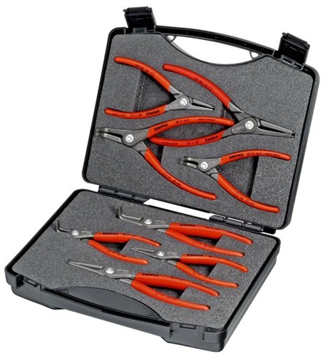 KNIPEX 00 21 25 Präzisionssicherungsringzangen-Satz  8-teilig in Kunststoffkoffe