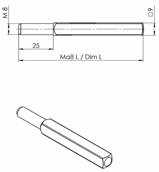 OGRO 90050052921 FS-Wechselstift OGRO 115 FS Vierkant 9 x 105 mm  Vollstift