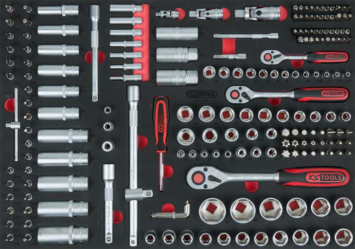 KS Tools 711.0195 1/4+3/8+1/2 Steckschlüssel-Satz, 195-tlg. in 1/1 System