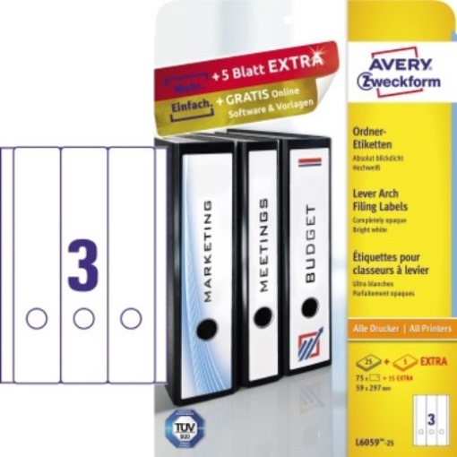 Avery Zweckform Ordneretikett L6059-25 59x297mm ws 75 St./Pack.