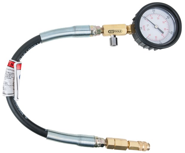 KS Tools 150.3661 Manometer mit Schlauch, 0 - 1000 psi, Ø 70 mm