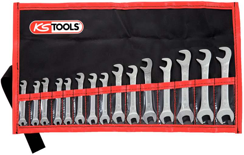 KS Tools 517.1700 Doppelmaulschlüssel-Satz,15°+75° 15-tlg.3,2-14mm